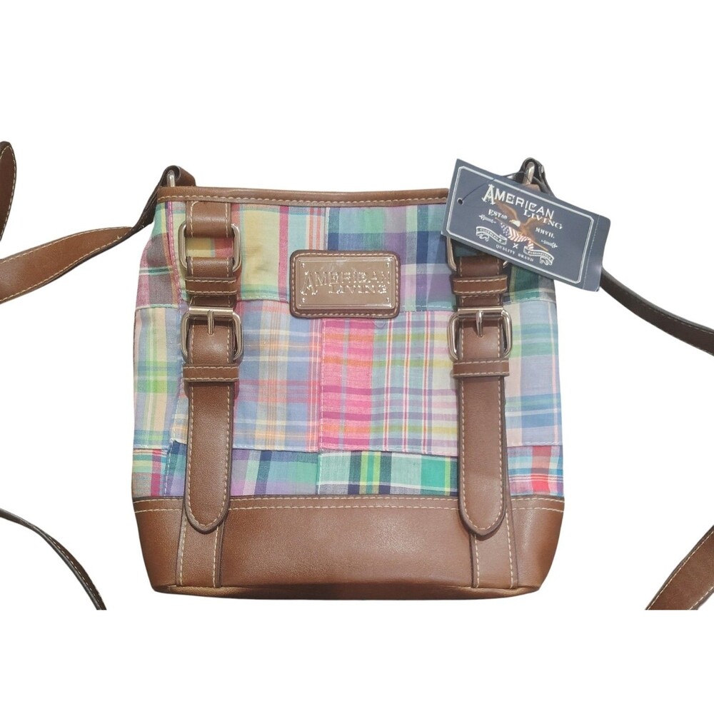 American Living Patchwork Plaid Crossbody Purse Bag NWT